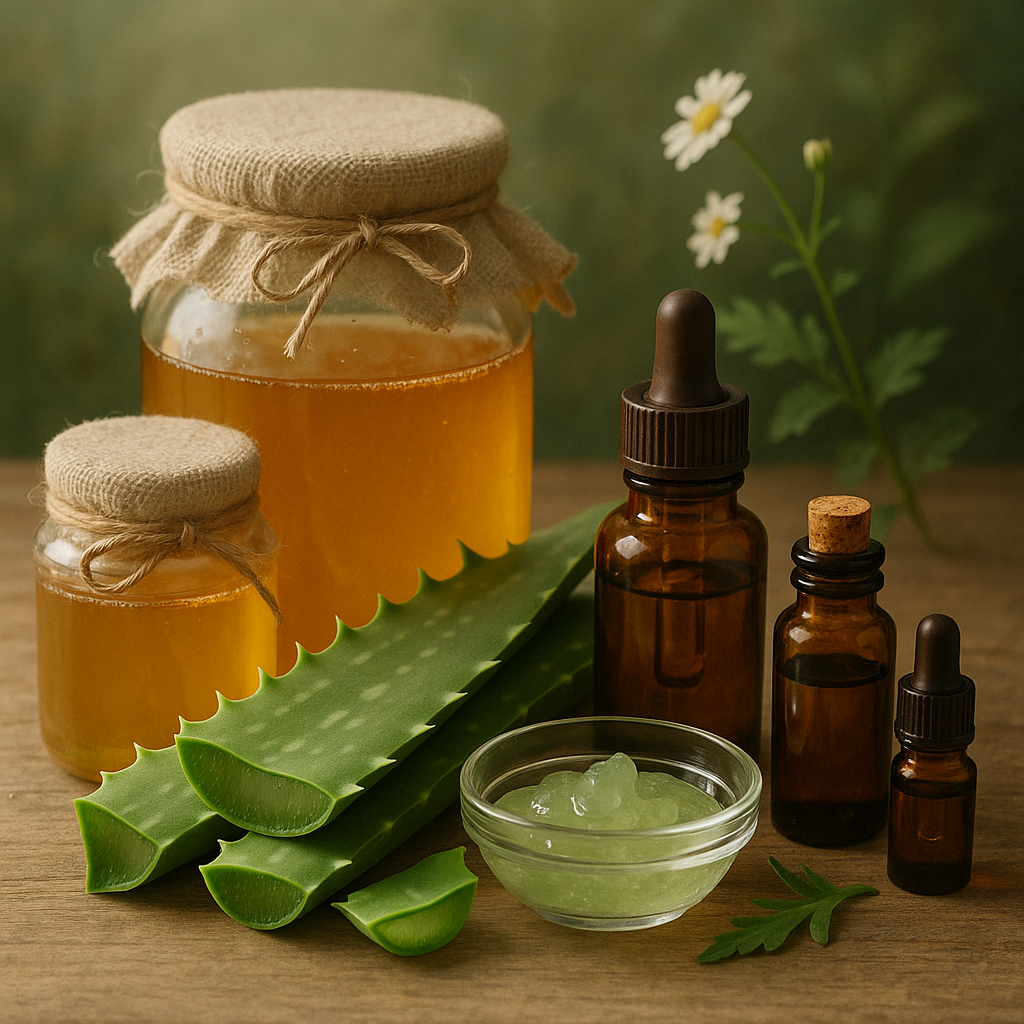 Ingrédients naturels pour la cicatrisation : miel, aloe vera et huiles végétales